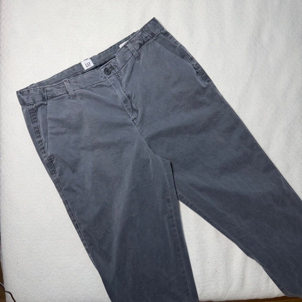Gap Girlfriend Chino Pants Washed Black Grey 12 Tall S/256476-07 Side Stripe
